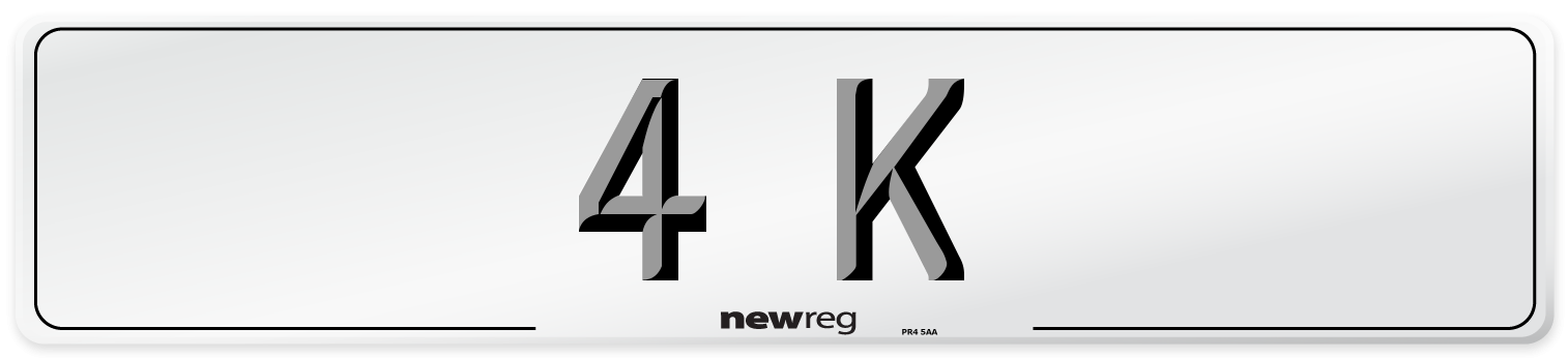 4 K Number Plate from New Reg